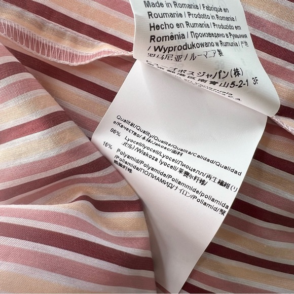 BOSS Datecara White Pink Striped Sleeveless V-Neck Midi Dress Sundress Sz 4 NWT - Picture 14 of 16